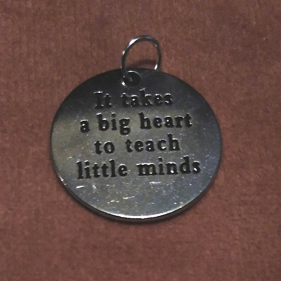 Silver Teacher Charm Thank You Gift Inspirational Words Pendant Big Heart Teach - Picture 3 of 6